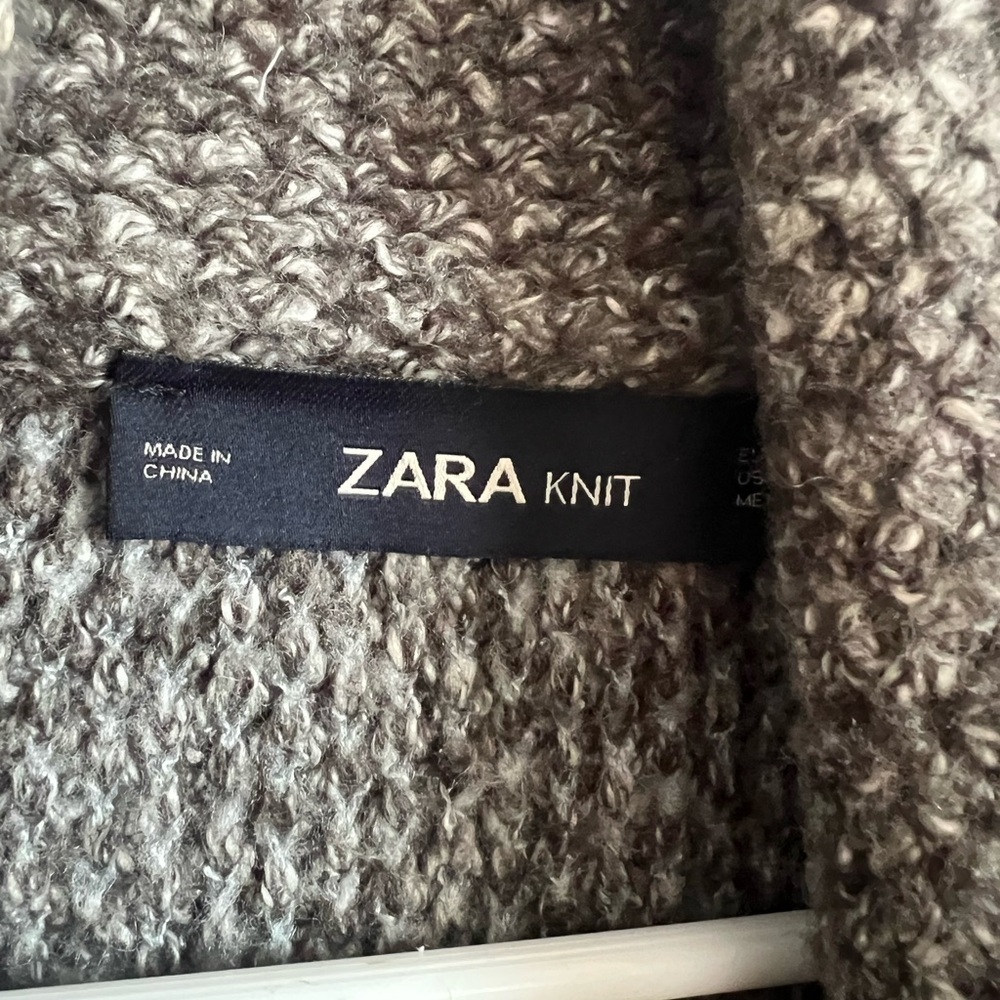 Zara Knit Gray Marled Duster Sweater Coat Women’s Size Small - Picture 2 of 8